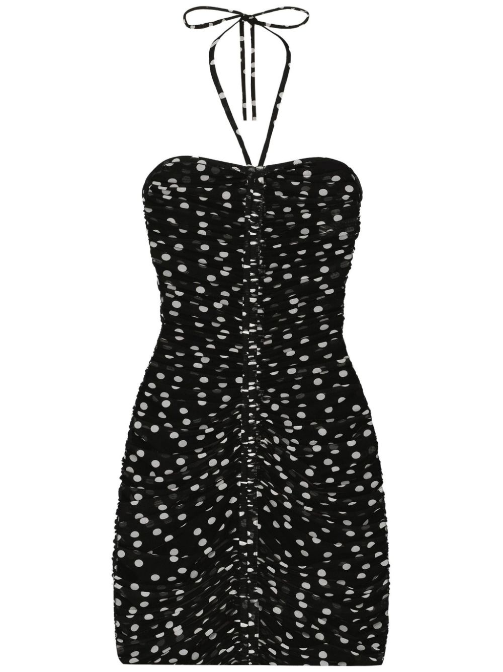 polka-dot draped tulle dress - 1