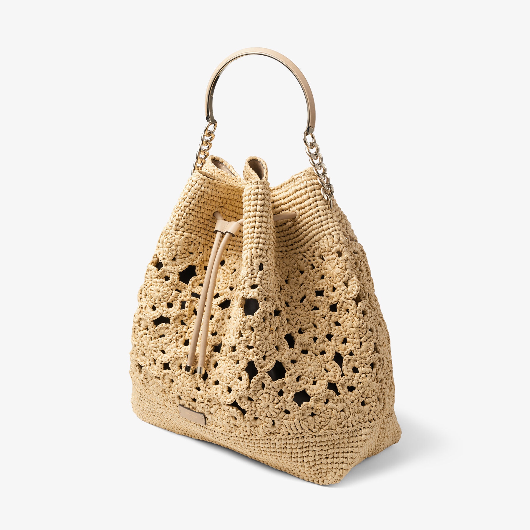 Bon Bon Bucket Maxi
Natural Floral Crochet and Smooth Leather Bucket Bag - 4