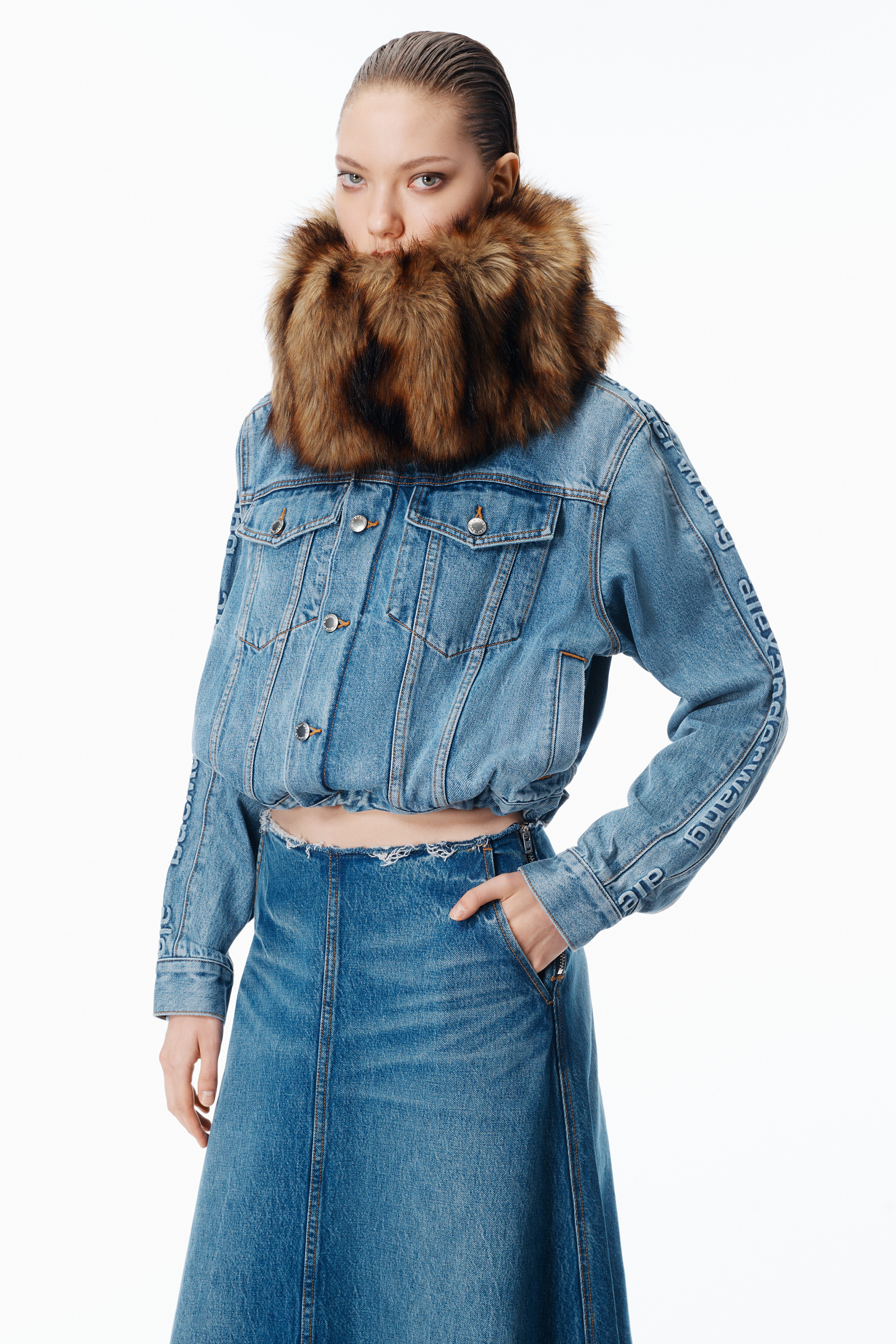 A-Line Denim Skirt Midi - 5