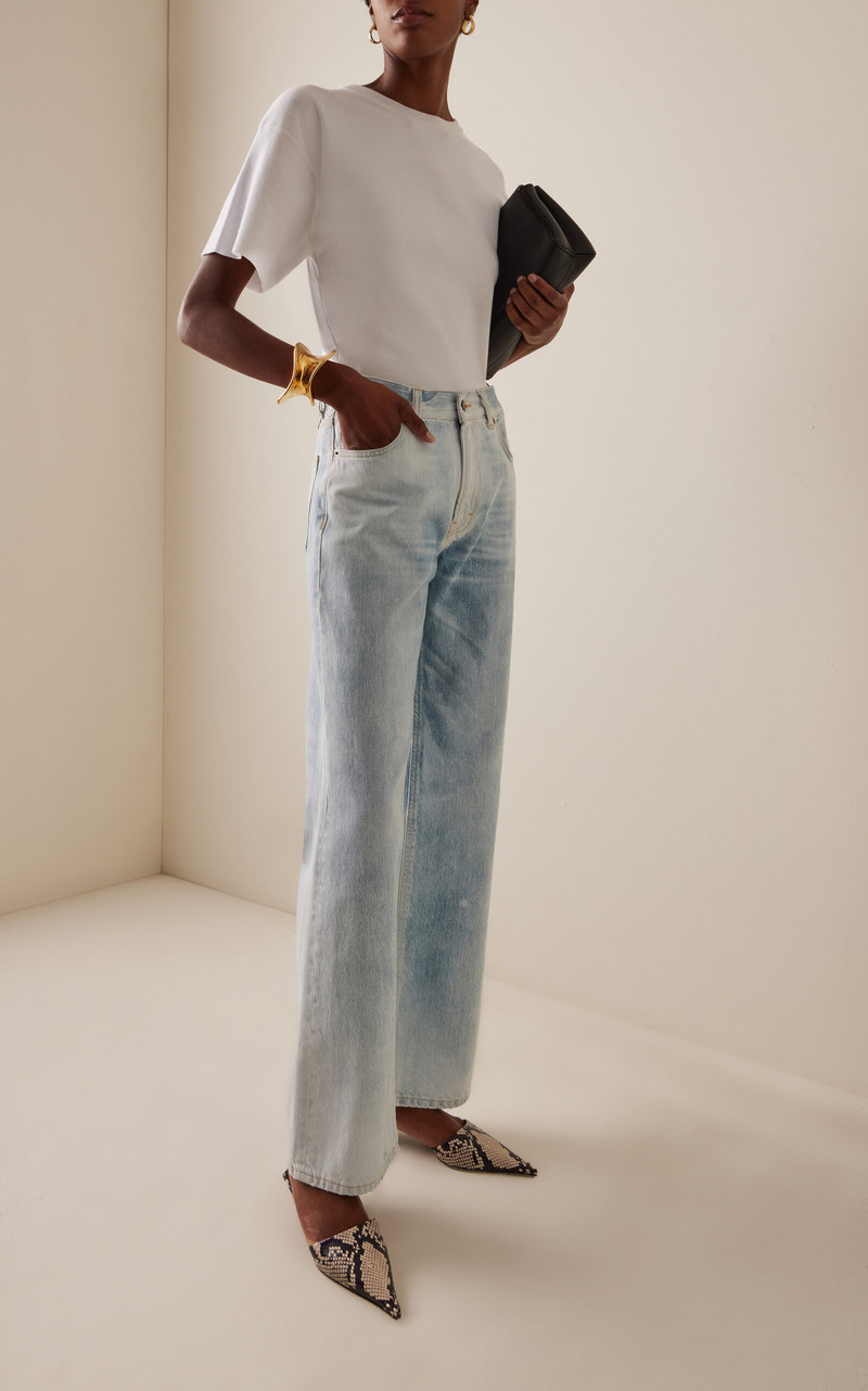 HAIKURE Korea Rigid Mid-Rise Flared-Leg Jeans blue outlook
