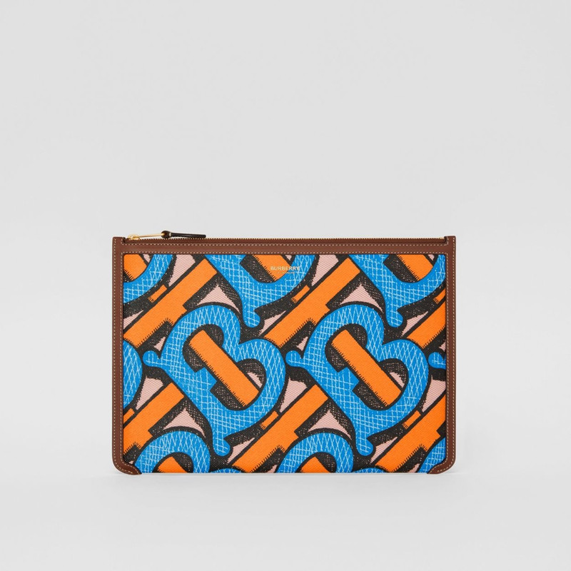 Monogram Print E-canvas and Leather Pouch 1