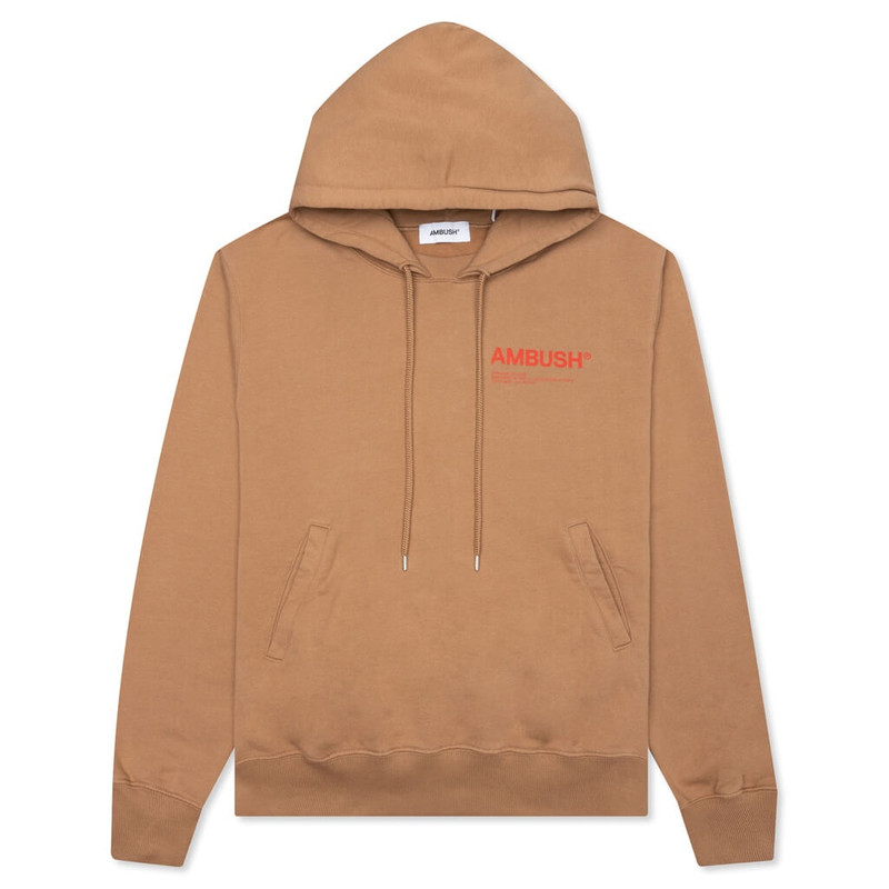 AMBUSH FLEECE WORKSHOP HOODIE - NATURAL/VALIANT POPPY 1