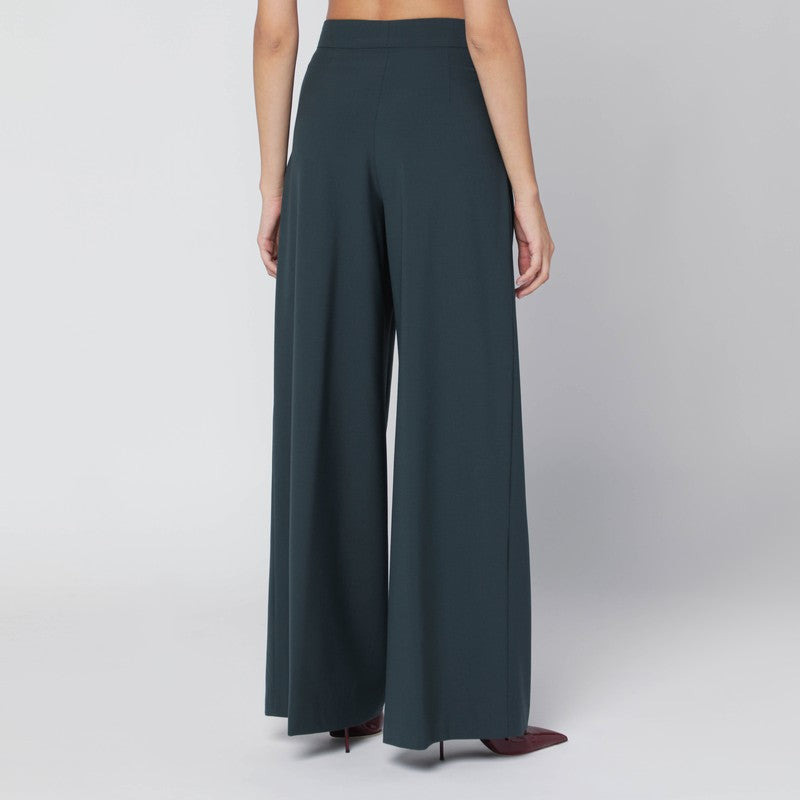 Dries Van Noten Straight Pants With Dark Green Pleats Women - 2