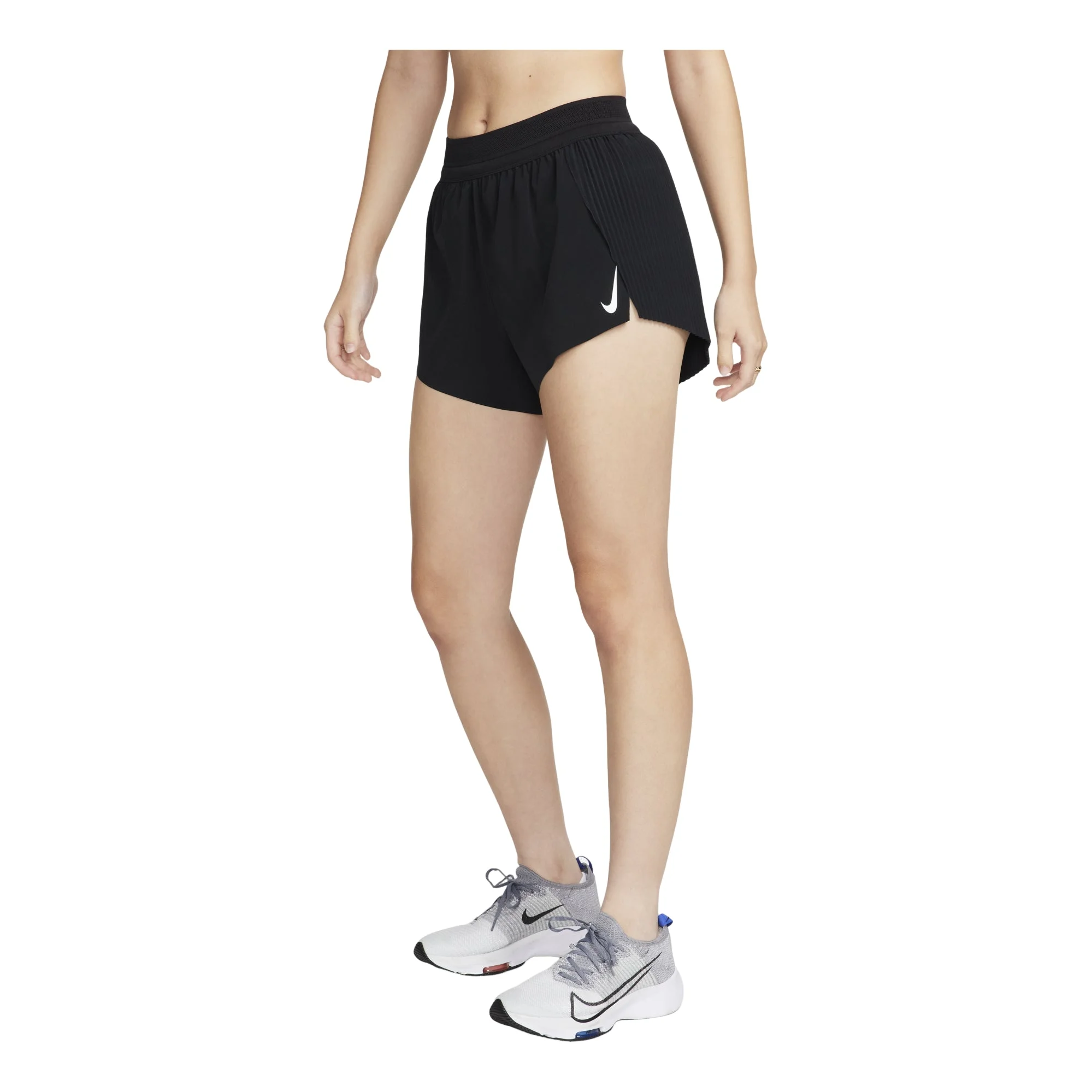 (WMNS) Nike AeroSwift Dri-FIT ADV Mid-Rise Brief-Lined 8cm Shorts Asia Sizing 'Black White' FN2329-0 - 1