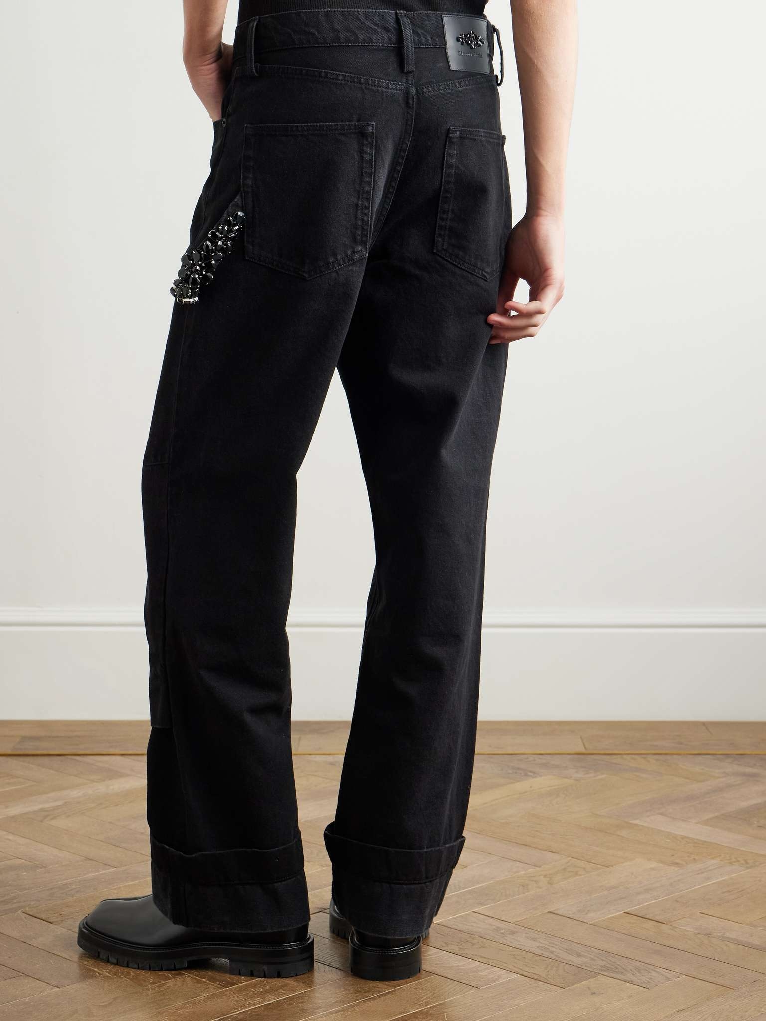 Wide-Leg Crystal-Embellished Jeans - 4