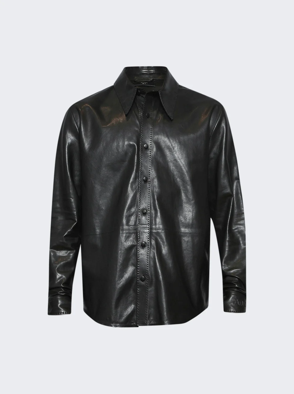 Lightweight Leather Long Sleeve Shirt Black - 1