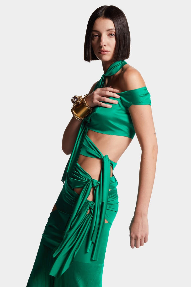 SHINY VISCOSE JERSEY LONG DRESS 5