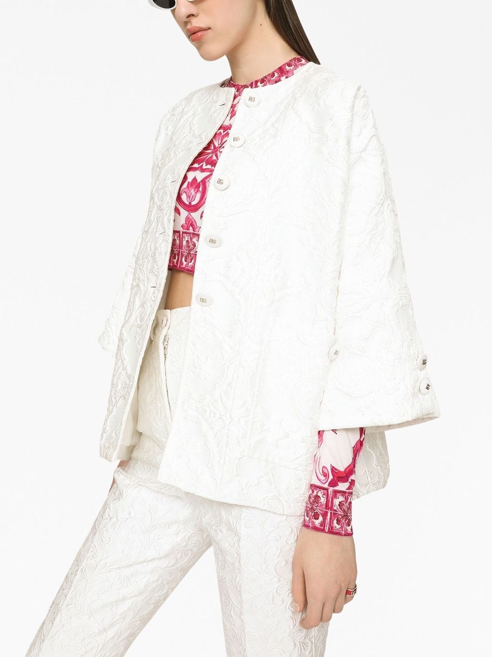 brocade cape-style jacket - 4