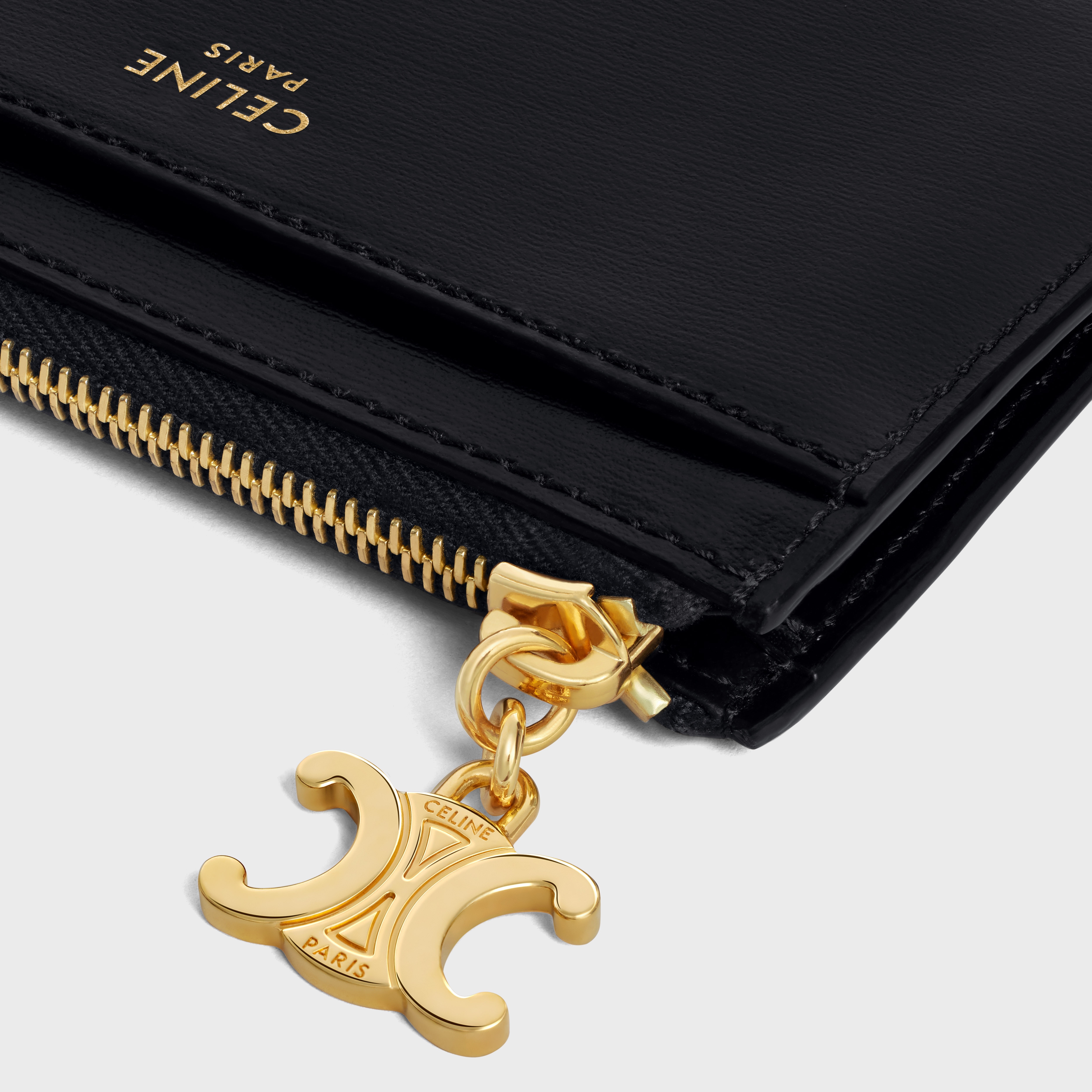 ZIPPED CARD HOLDER TRIOMPHE CHARMS in SHINY CALFSKIN - 4