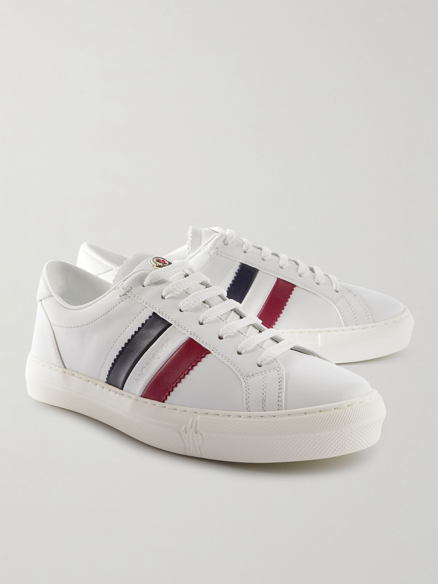 New Monaco Striped Leather Sneakers White - 4