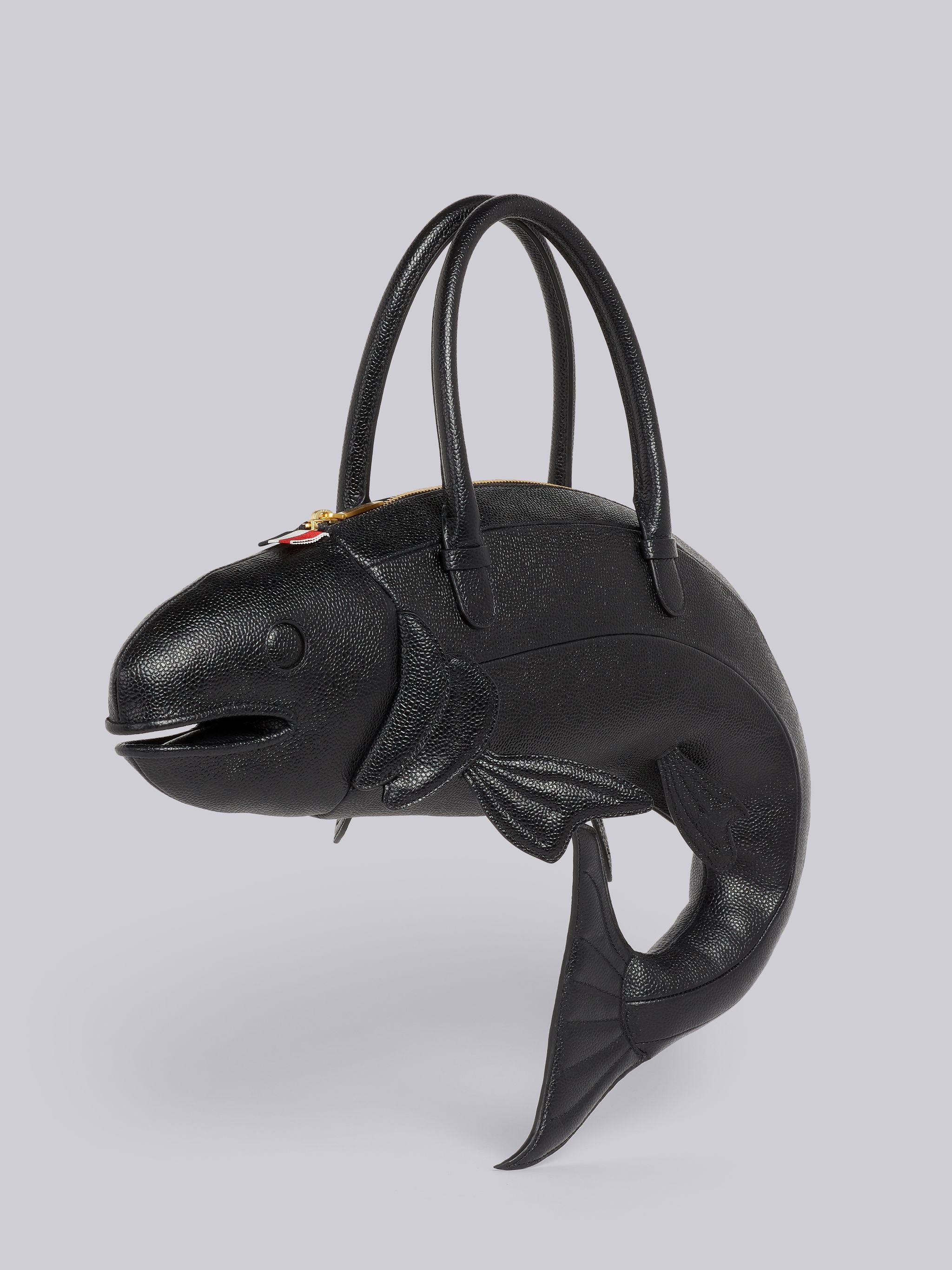 Black Pebble Grain Leather Salmon Bag - 3