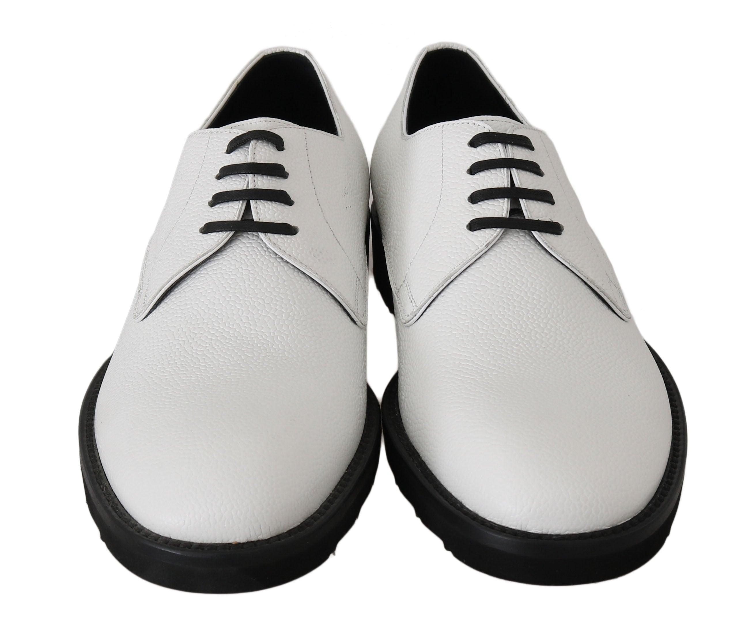 Dolce & Gabbana White Leather Derby Dress Formal Shoes - 3