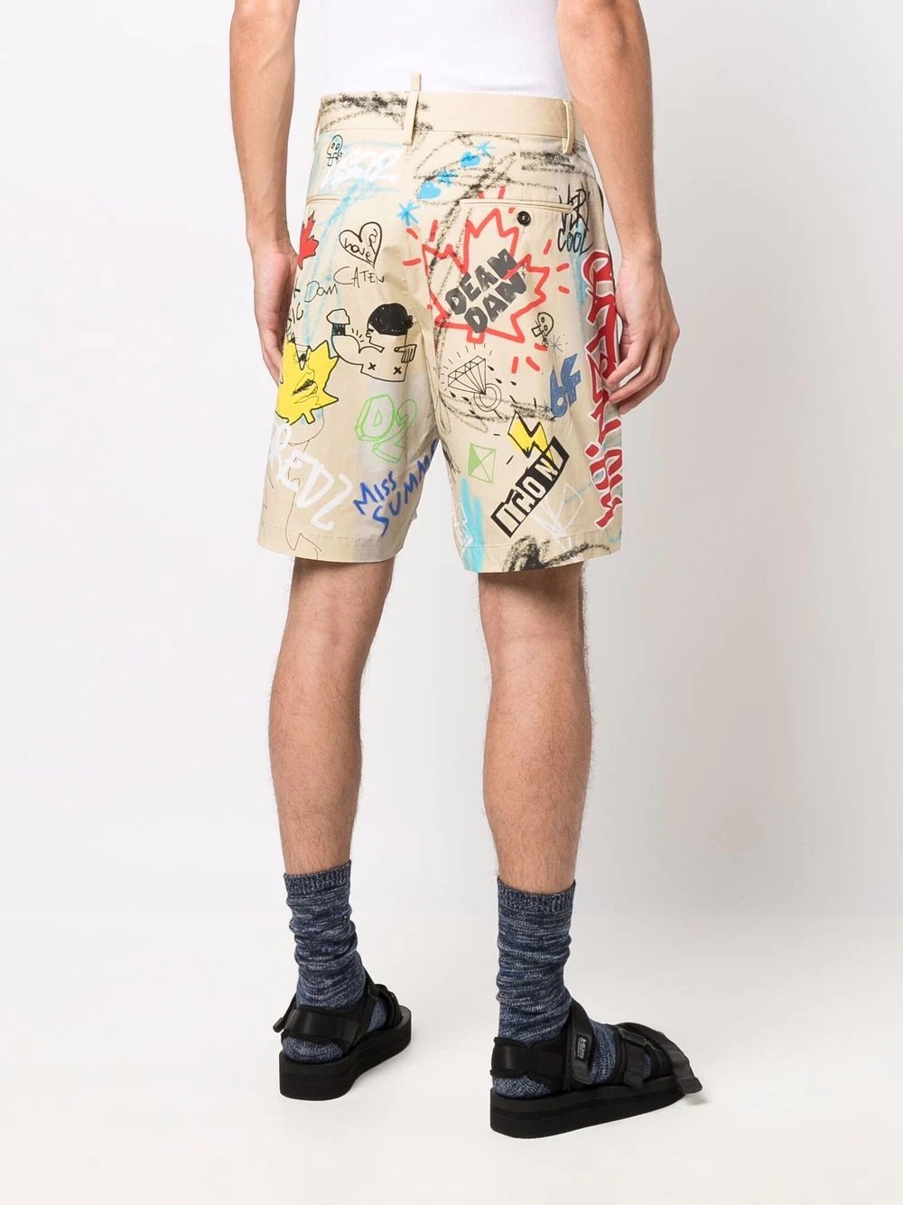 scribble logo-print chino shorts - 4