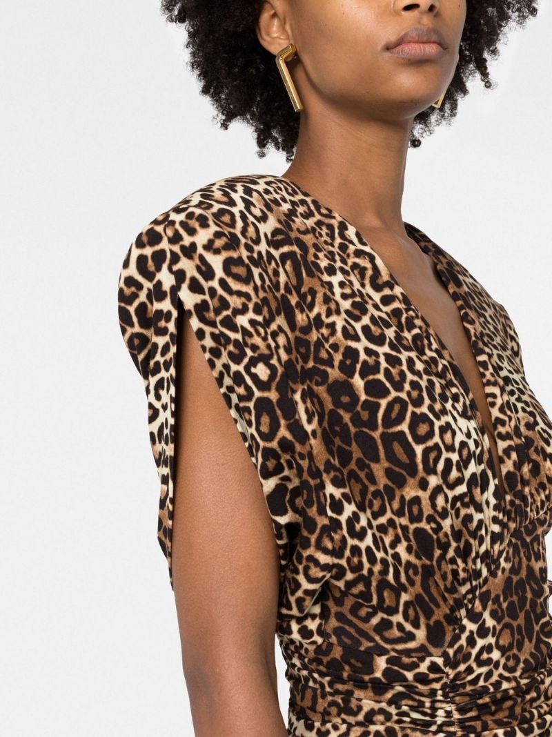 leopard-print ruched dress - 3