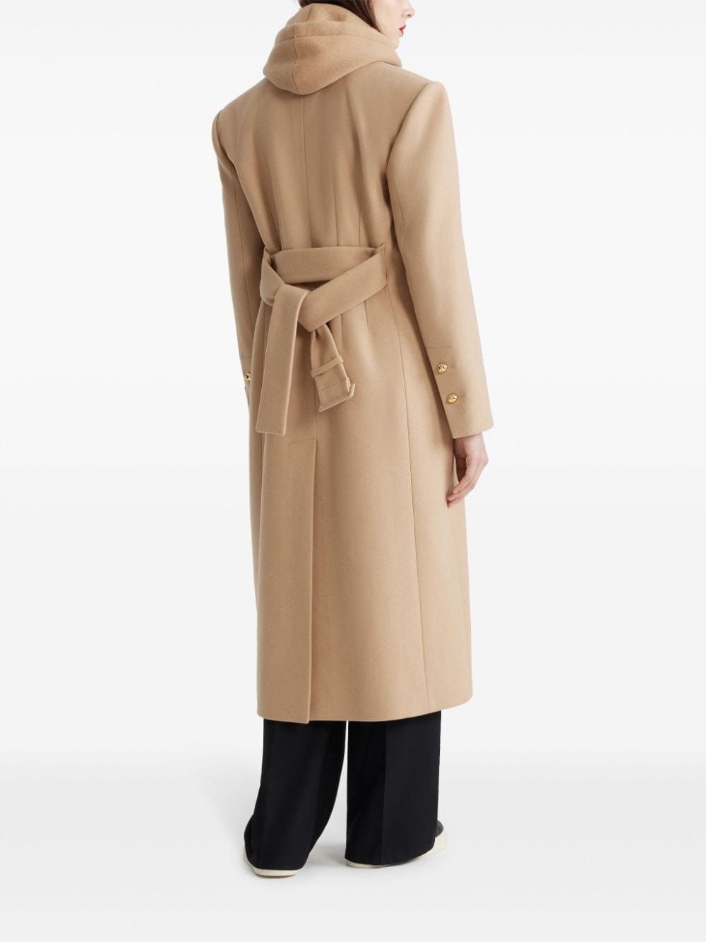 logo-patch belted coat - 3