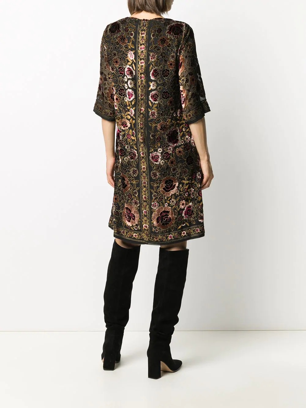 floral embroidered shift dress - 4