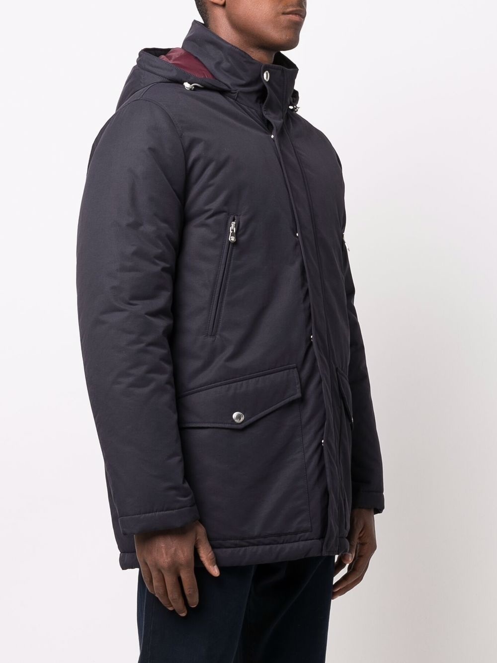 multi-pocket hooded padded coat - 3