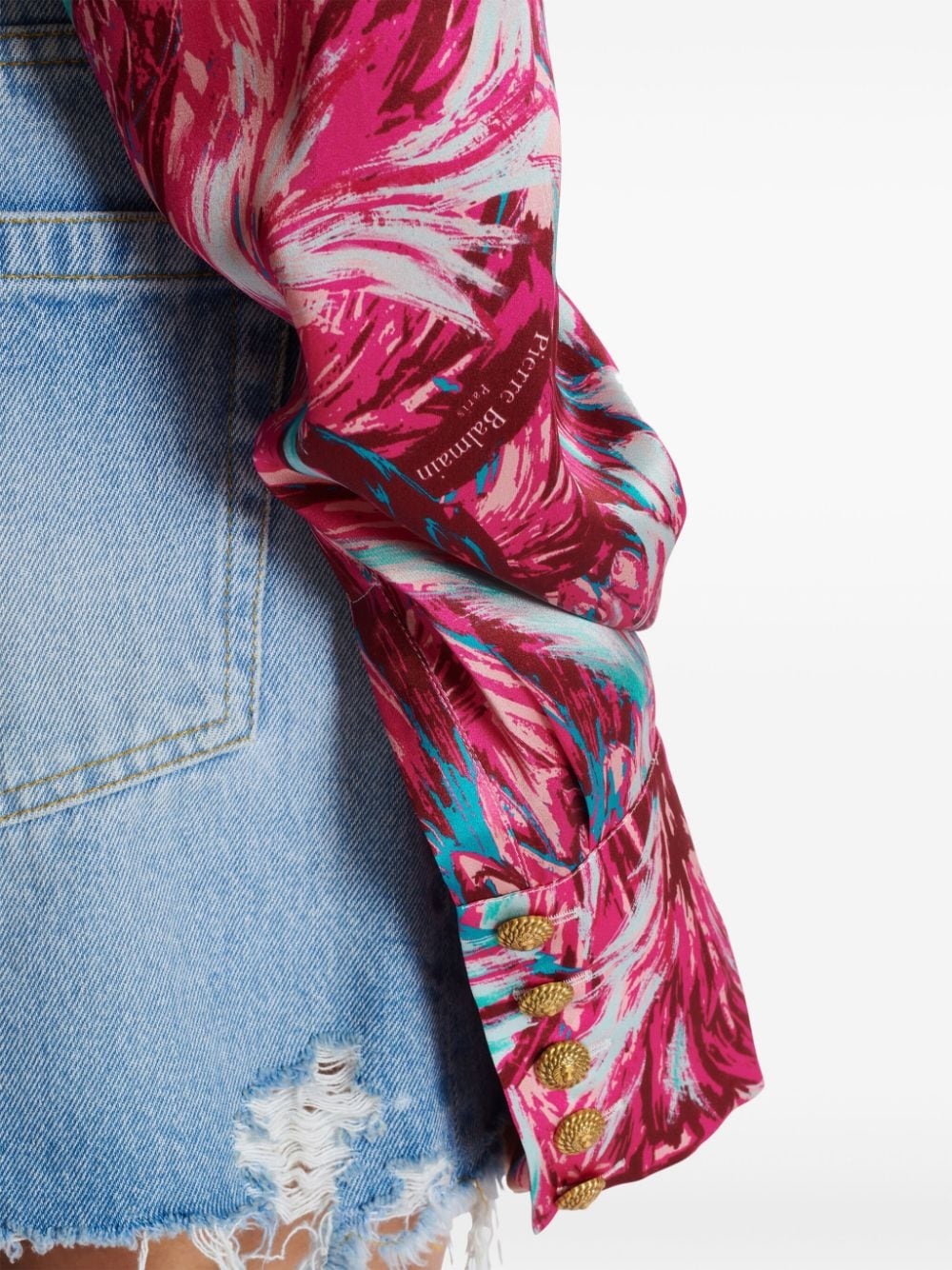 Feather-print silk blouse - 7