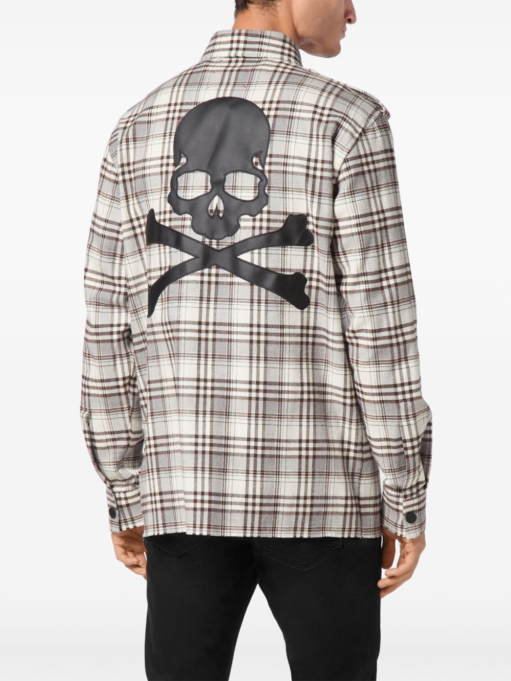 Skull&Bones-print checked shirt - 4