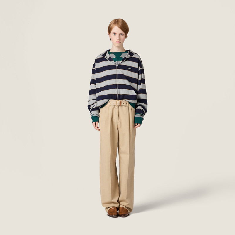 Miu Miu Striped jersey hoodie outlook