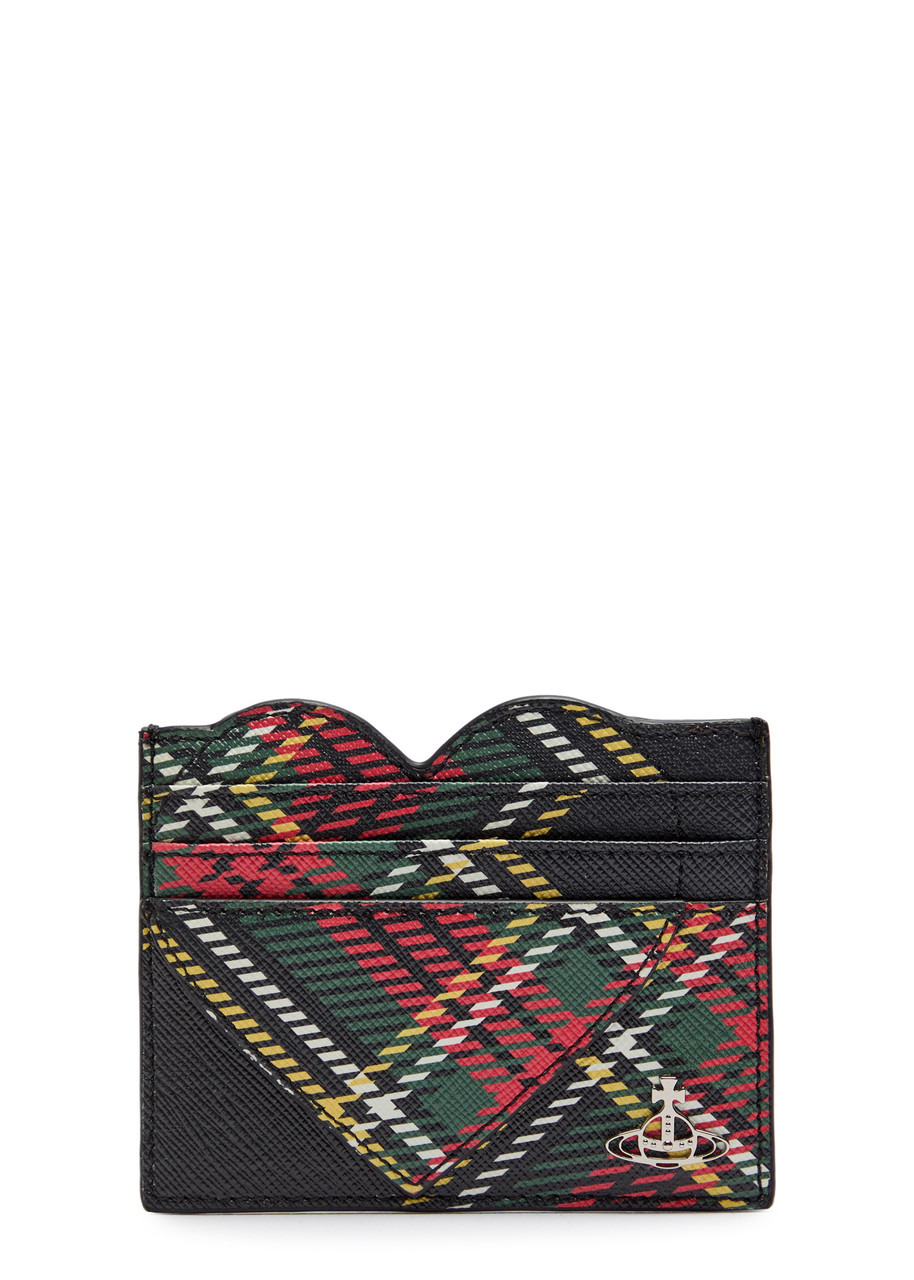 Vivienne Westwood Heart Tartan-print Faux Saffiano Leather Card Holder - 1