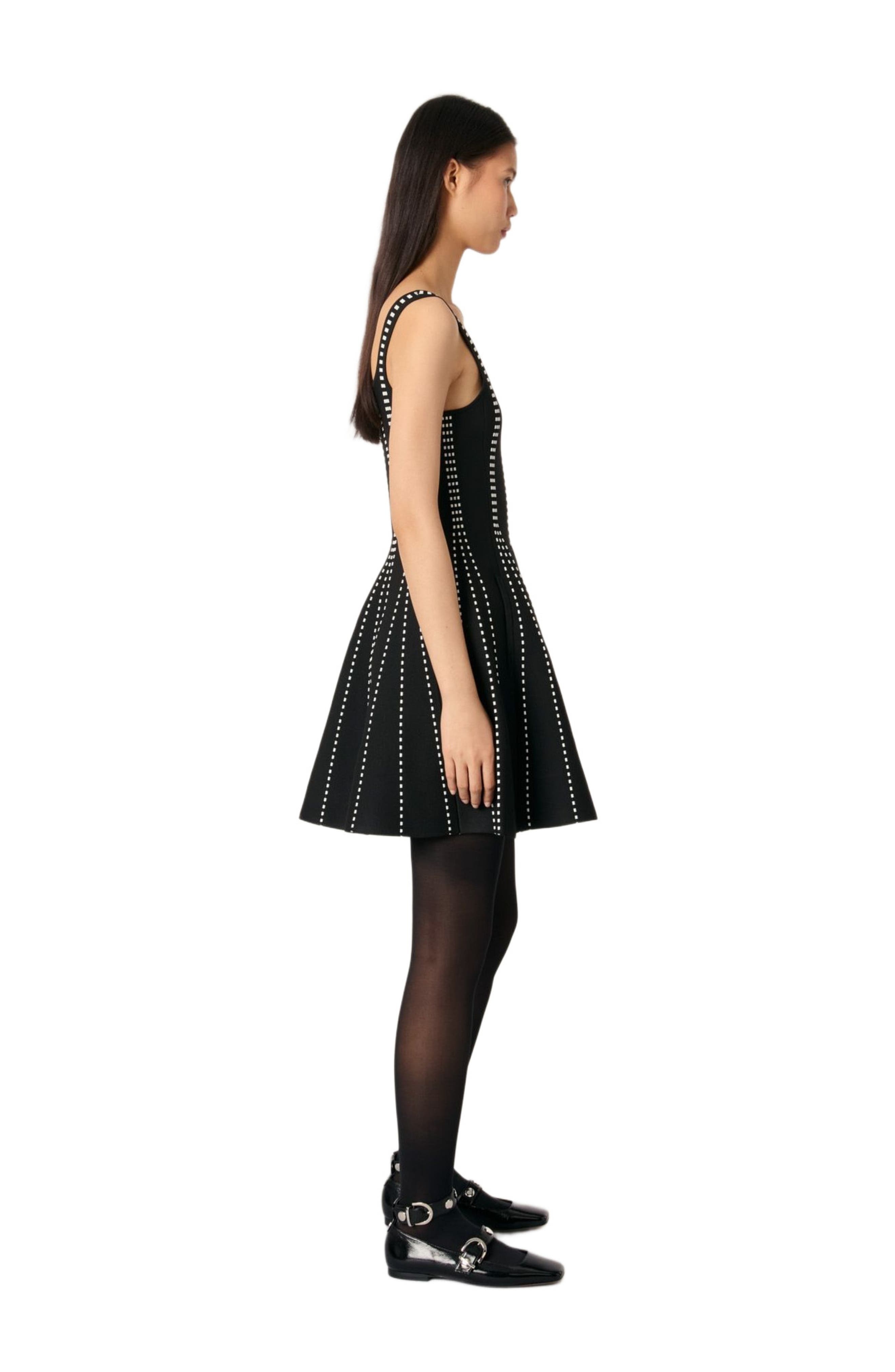 maje Mini jacquard knit dress in Black/ecru at Nordstrom - 3
