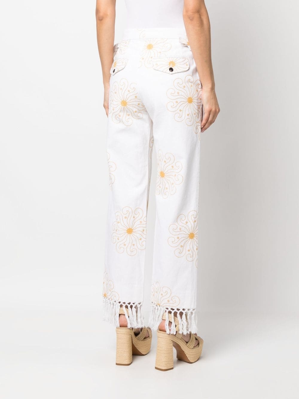 Soleil fringed-hem trousers - 4