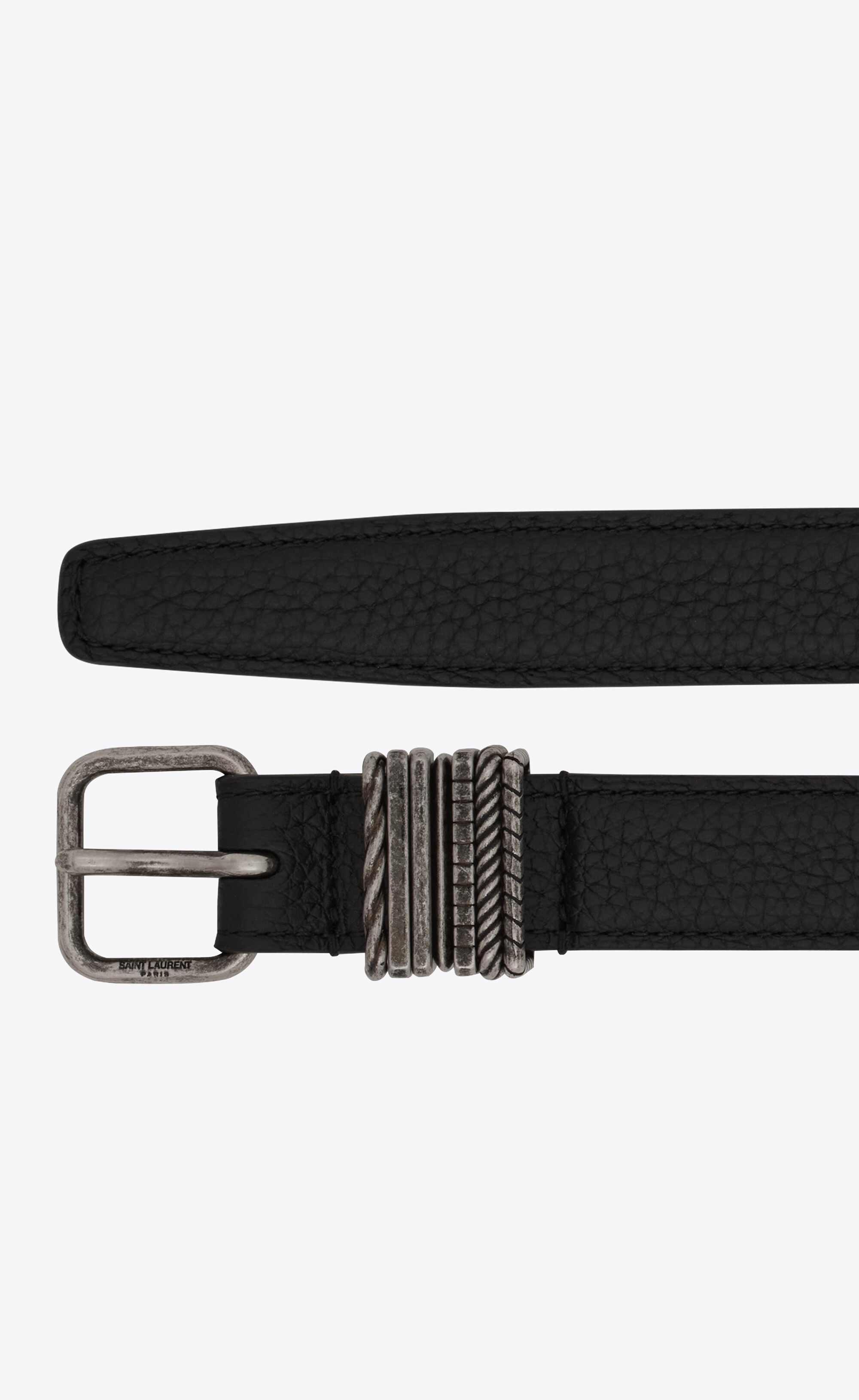 stacked-loop belt in grained leather - 2