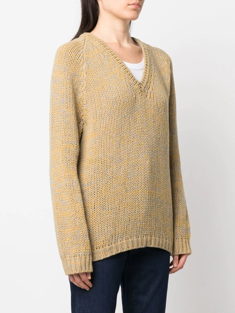virgin wool V-neck jumper - 3