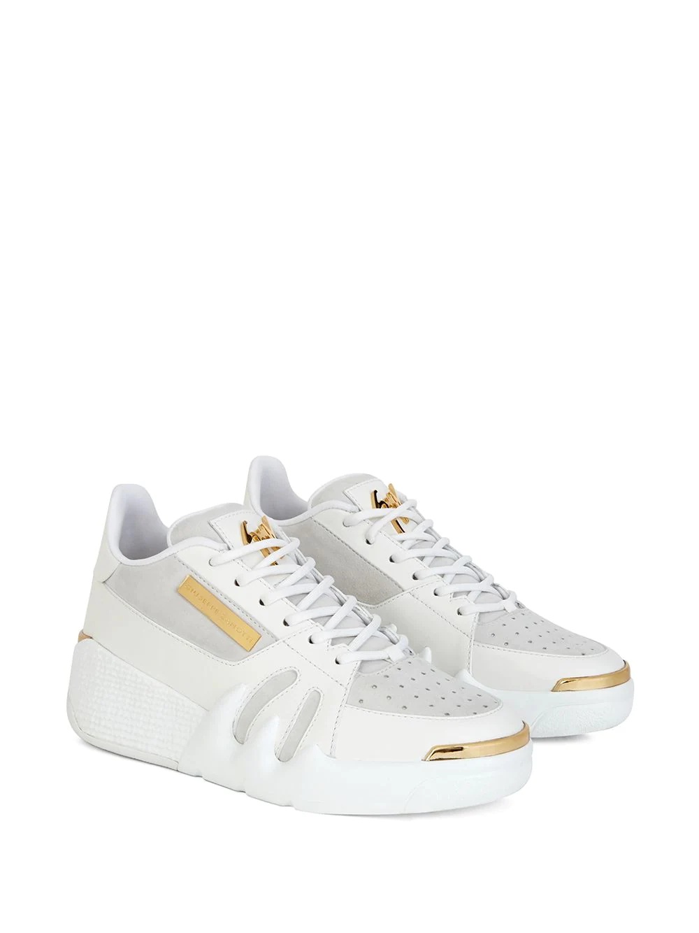 tonal panelled perforated sneakers - 2