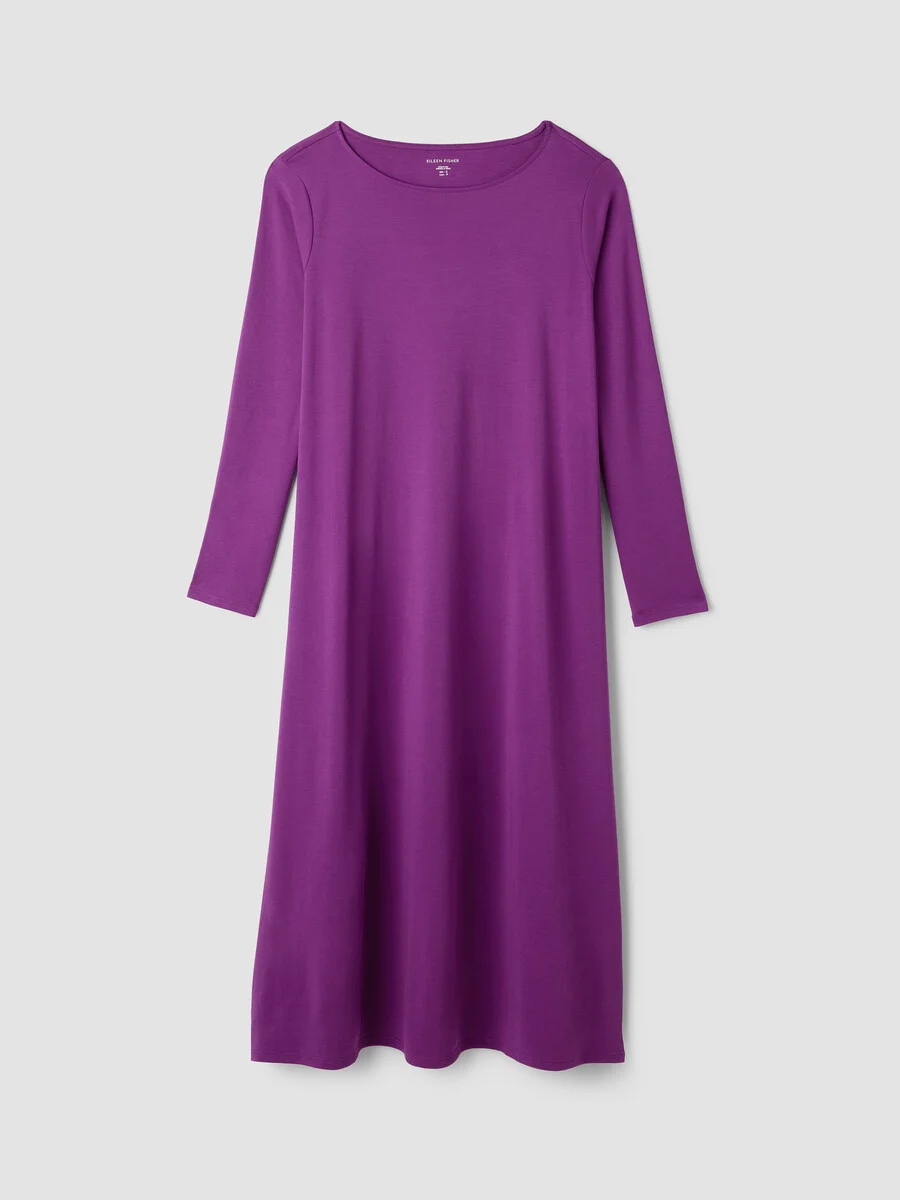 Organic Cotton Interlock Bateau Neck Sleep Dress - 1