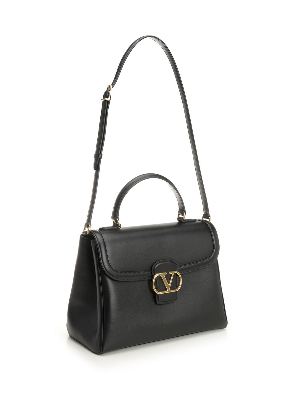 Top Handle Bag | 9to5 | Vit.Nappato Lucido/A.Brass Logo Handbags Black - 2
