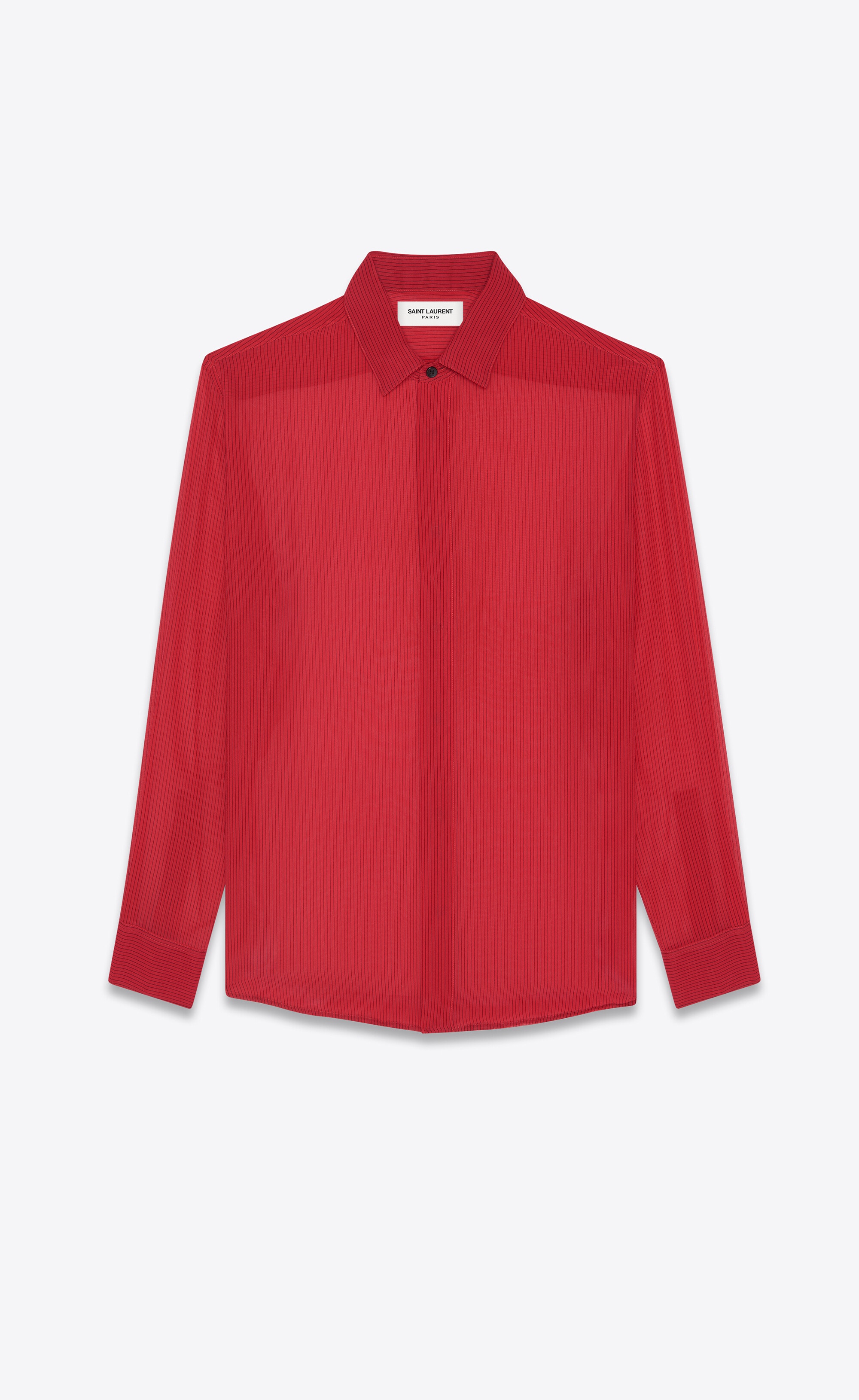 yves collar classic shirt in striped silk georgette - 1