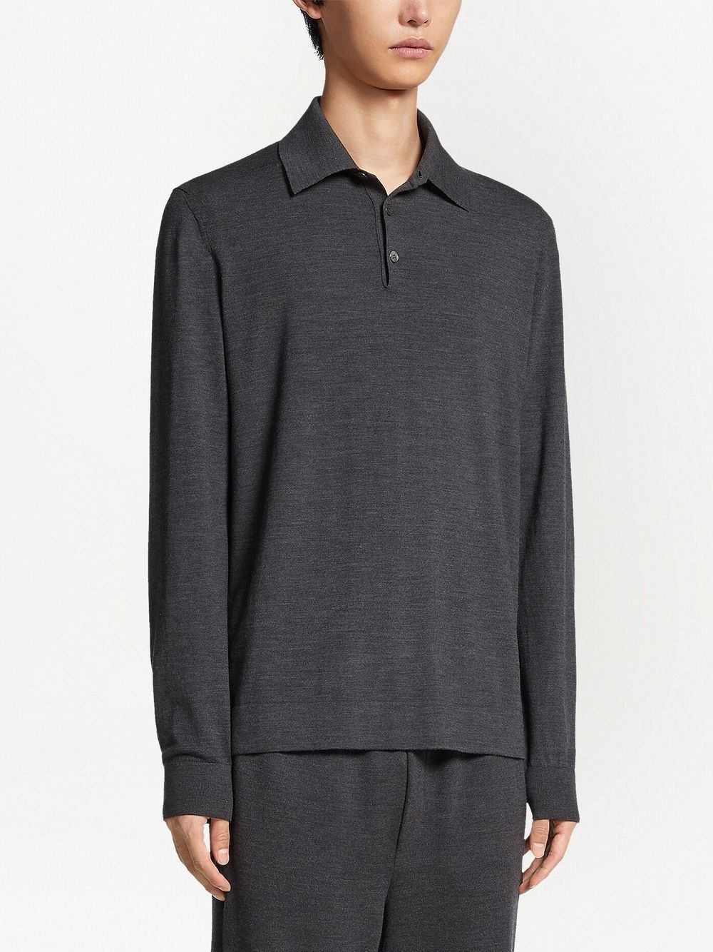 fine-knit long-sleeved polo shirt - 2