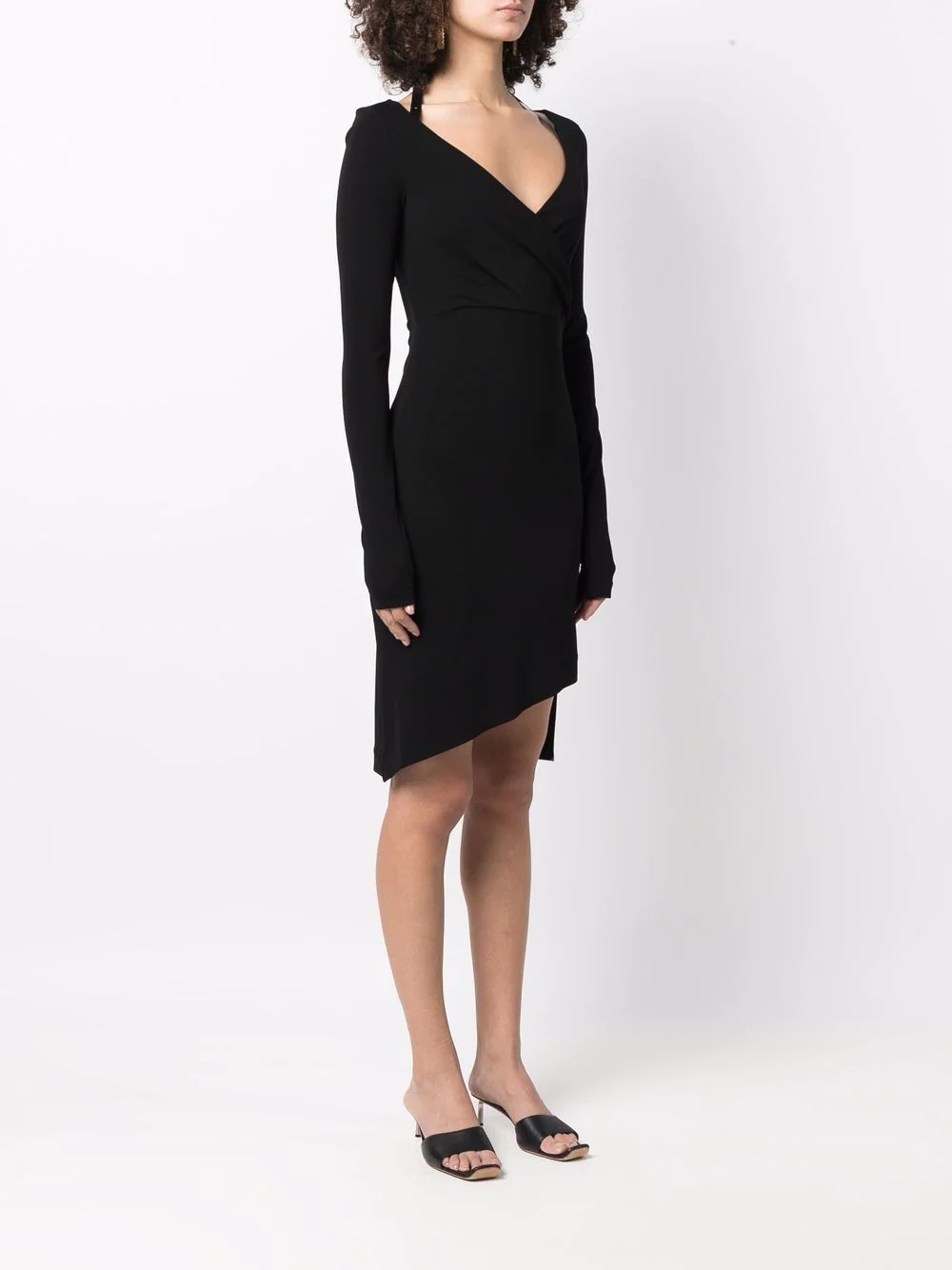 halterneck-strap asymmetric dress - 3