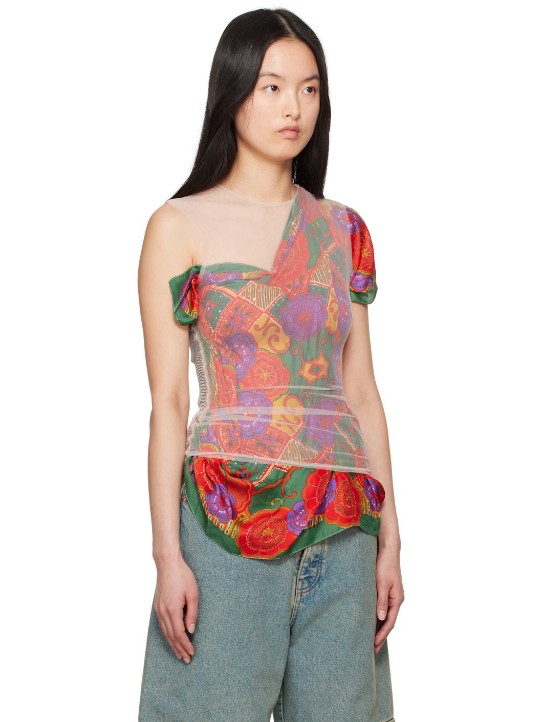 Multicolor Regenerated Silk Scarves Layer Top - 2