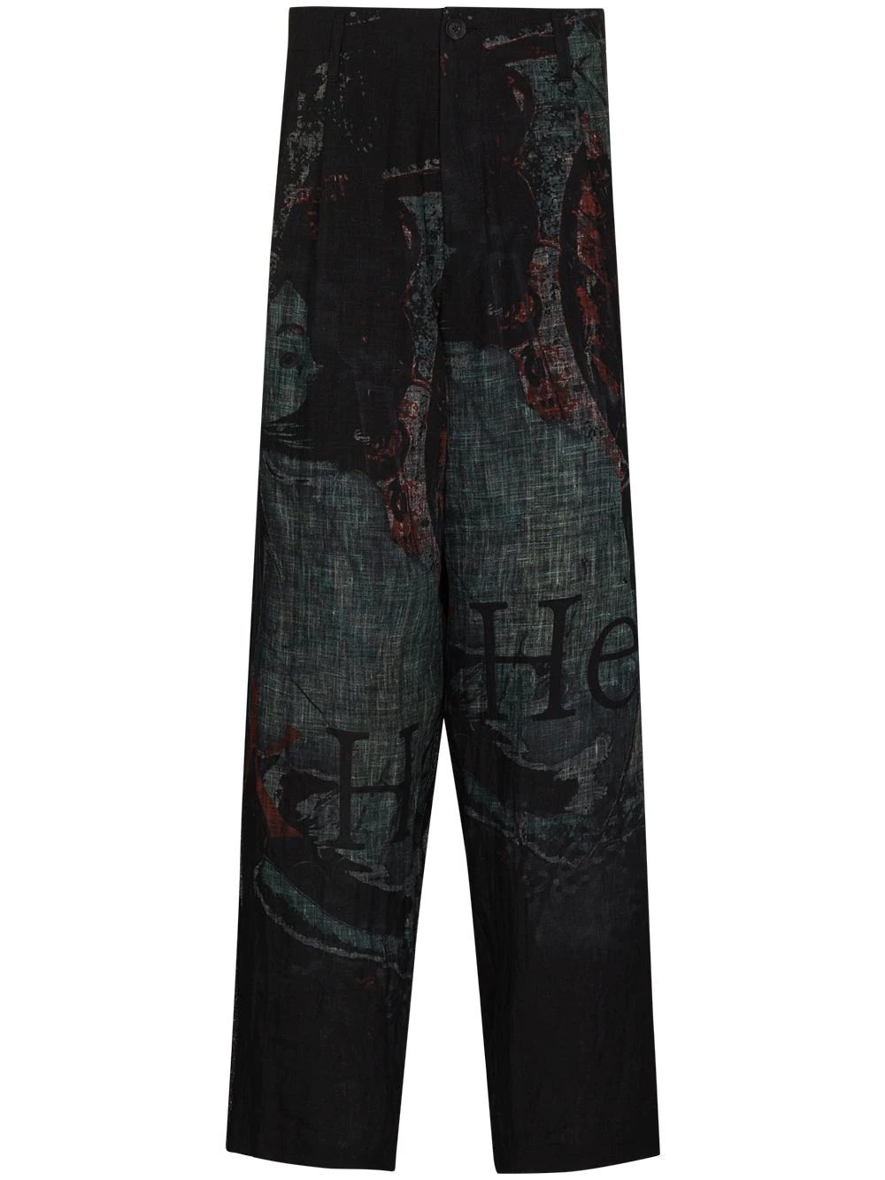 printed wide-leg trousers - 1