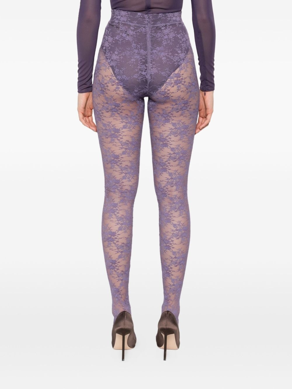 floral-lace leggings - 4
