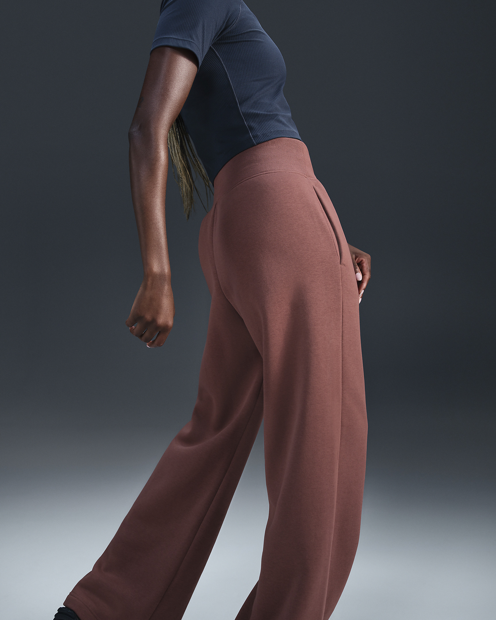 ■NIKE■ Sportswear Phoenix Fleece High Waist Wide Leg Logo Nike Sportswear Phoenix Fleece Women's High-Waisted Wide-Leg
