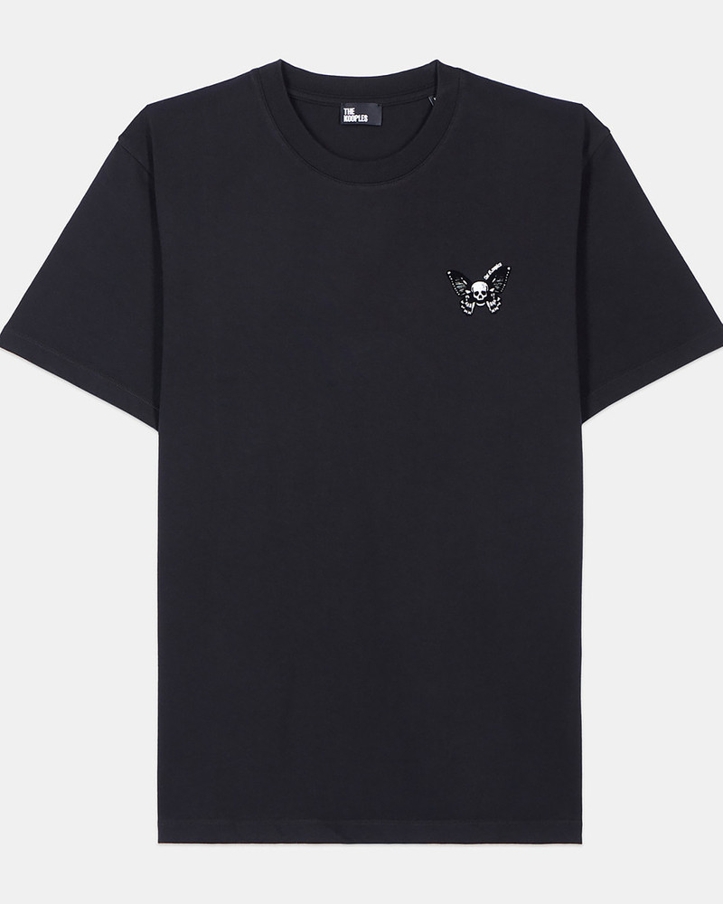 BLACK T-SHIRT WITH BUTTERFLY FLOCKING 1