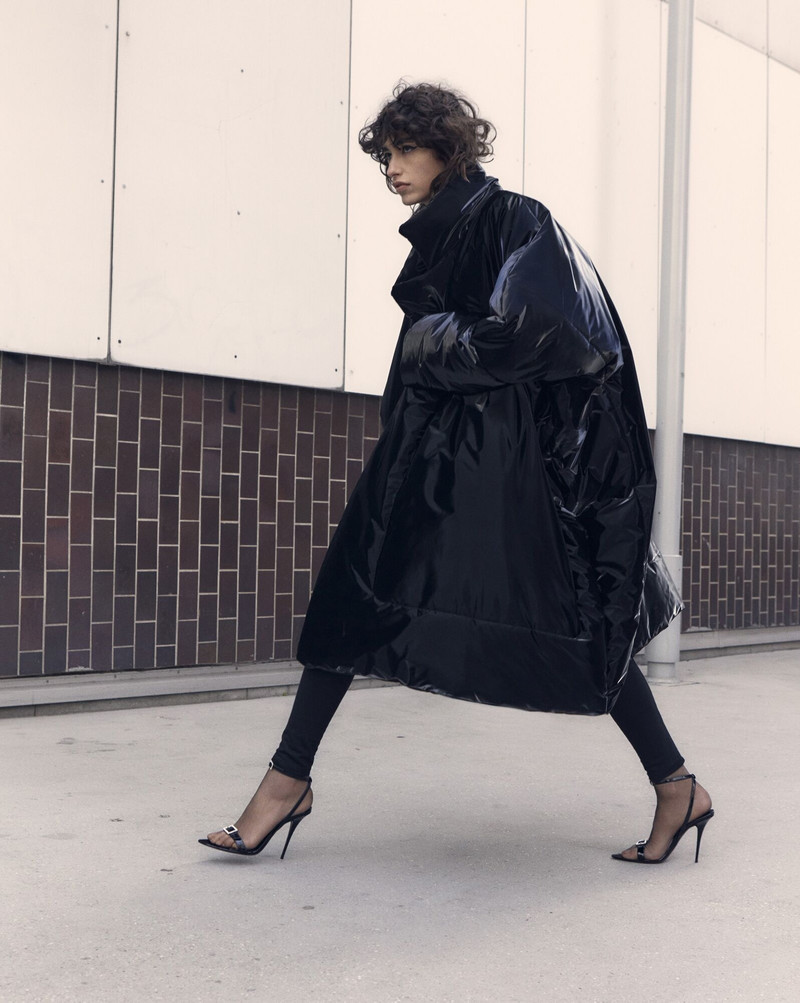 SAINT LAURENT lacquered-effect oversized down jacket outlook