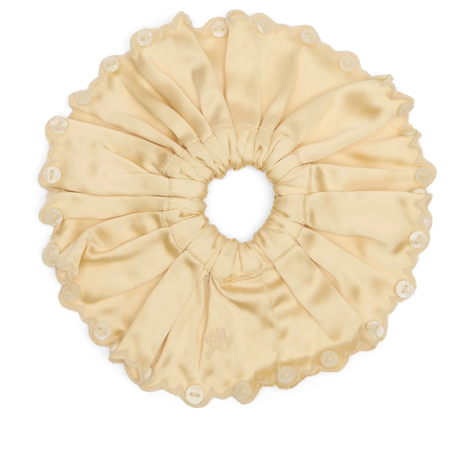 Damson Madder Button Detail Satin Scrunchie - 1