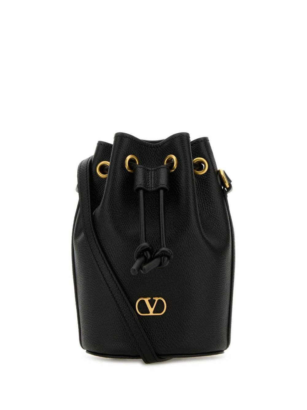 VLogo Signature mini leather bucket bag - 1