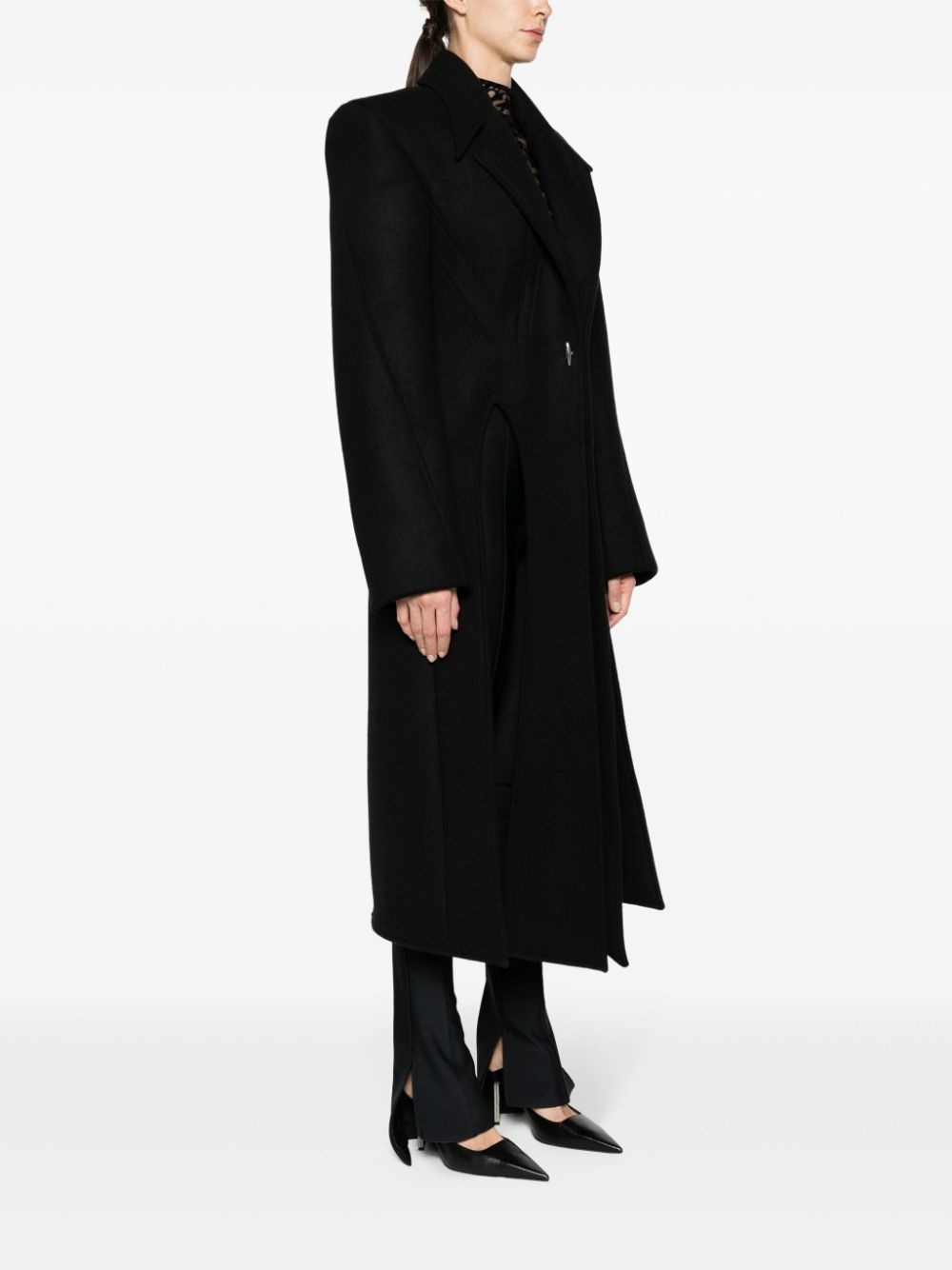 single-breasted wool coat - 3
