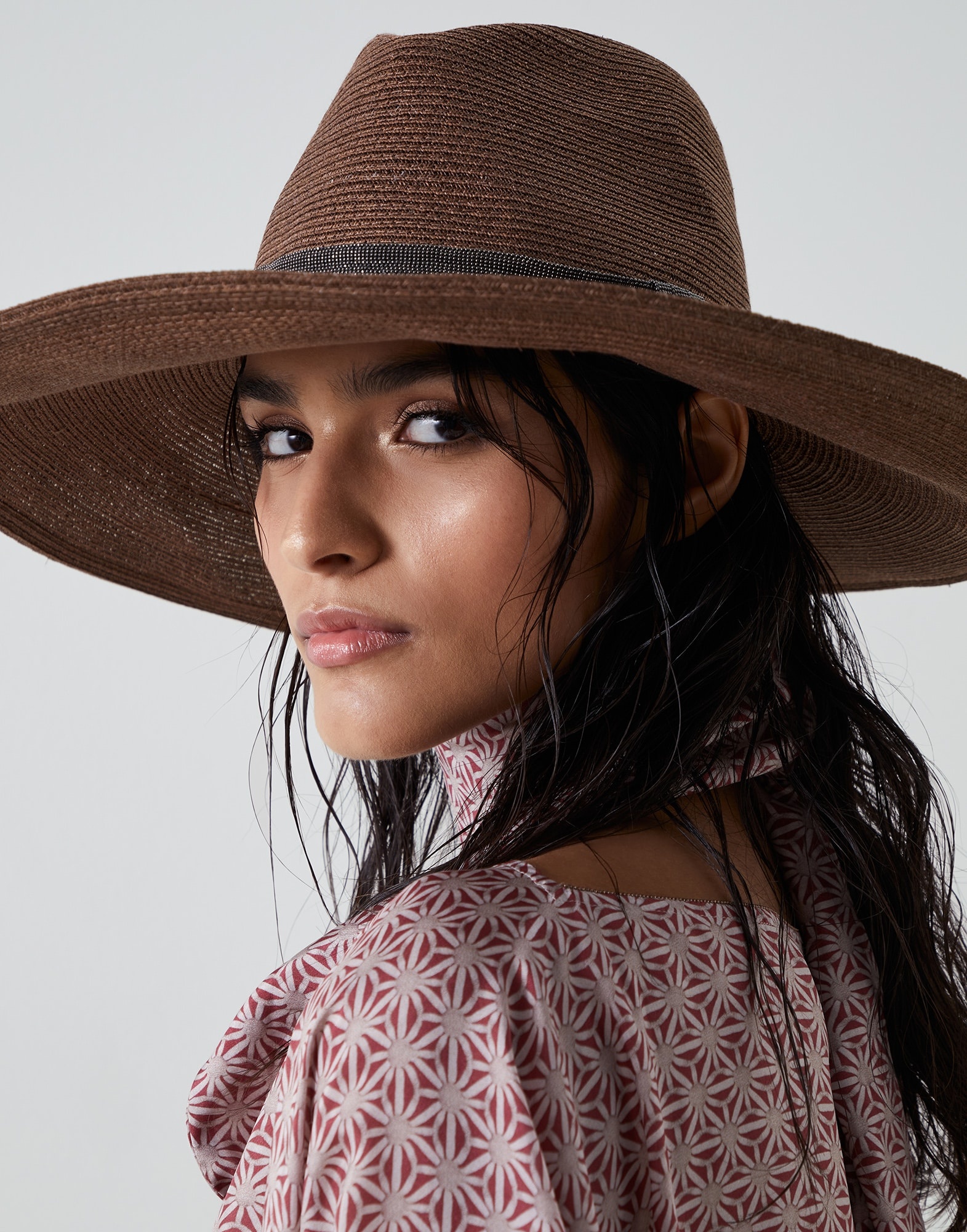 Hemp and cotton hat with precious band - 3