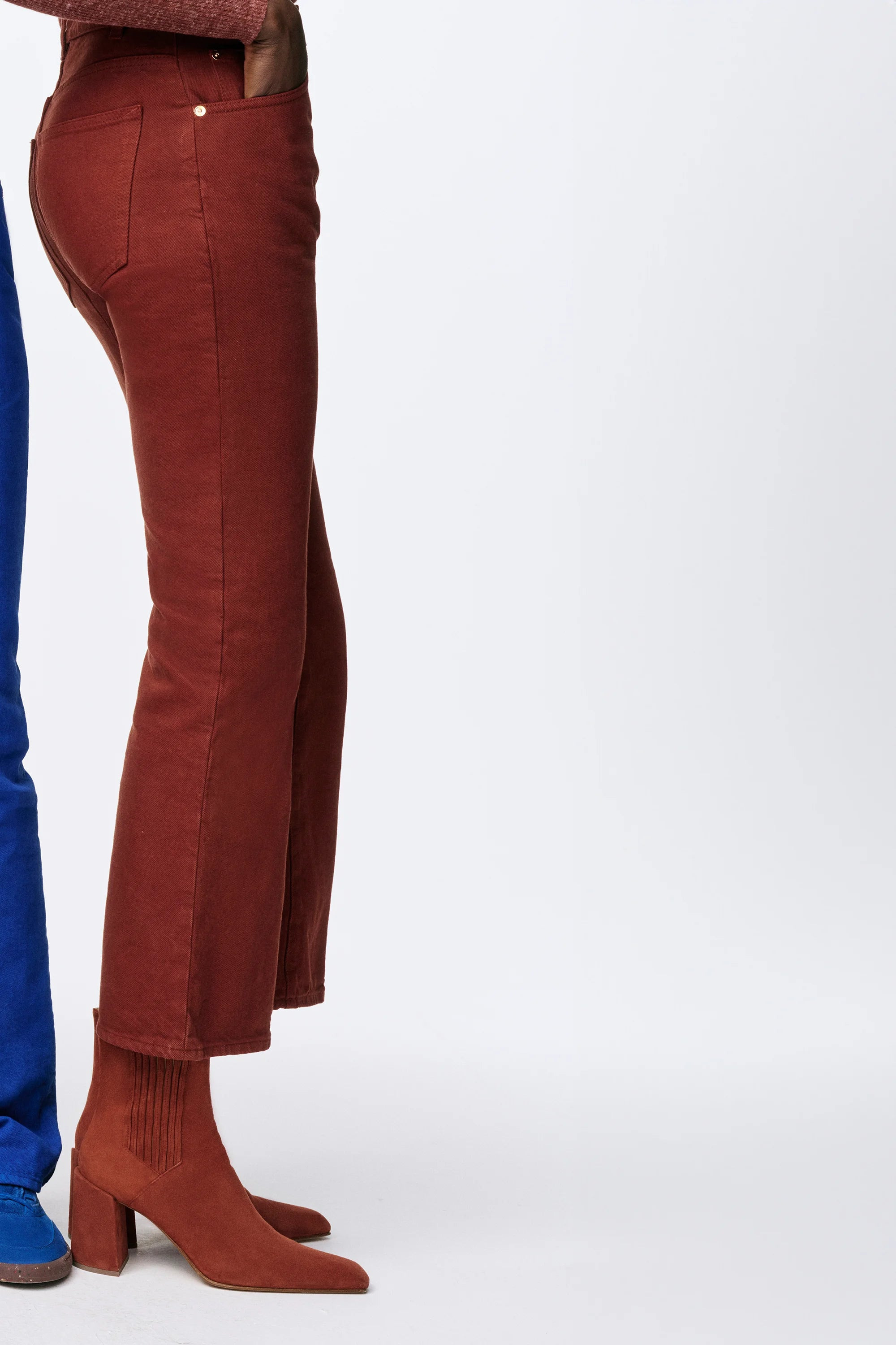 Ezra Bootcut Cropped Jean in Burnt Sienna Recycled Cotton Denim - 2
