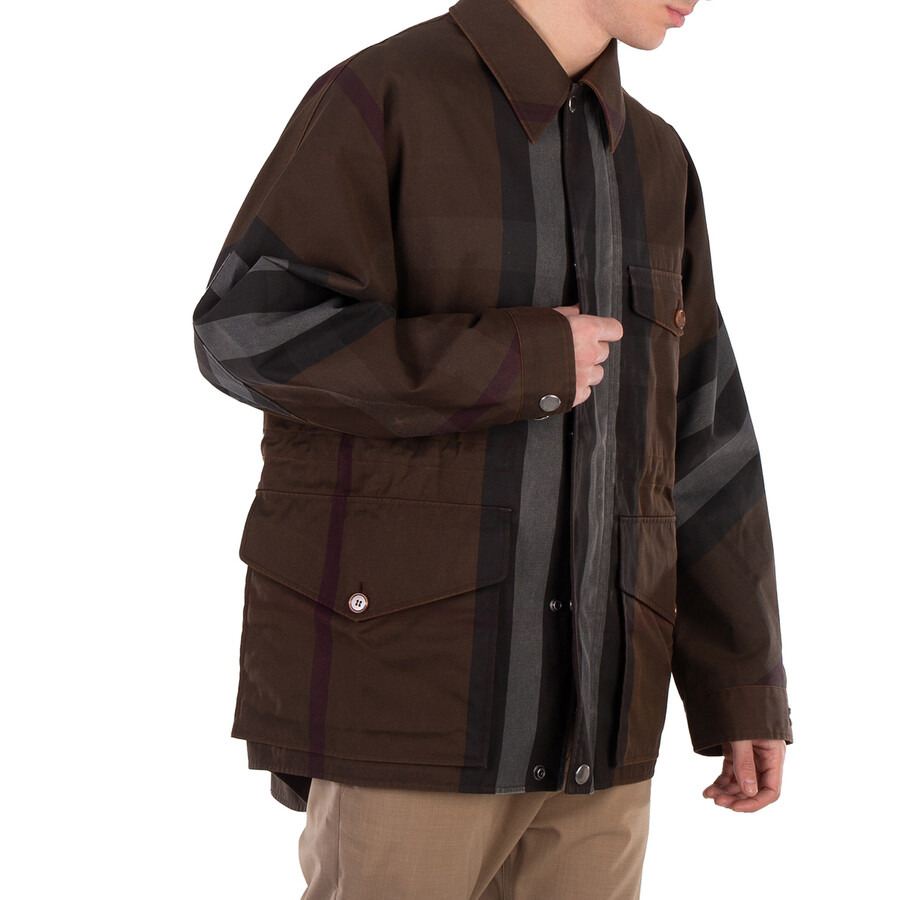 Burberry Dark Birch Brown Check Cotton Blend Field Jacket - 2