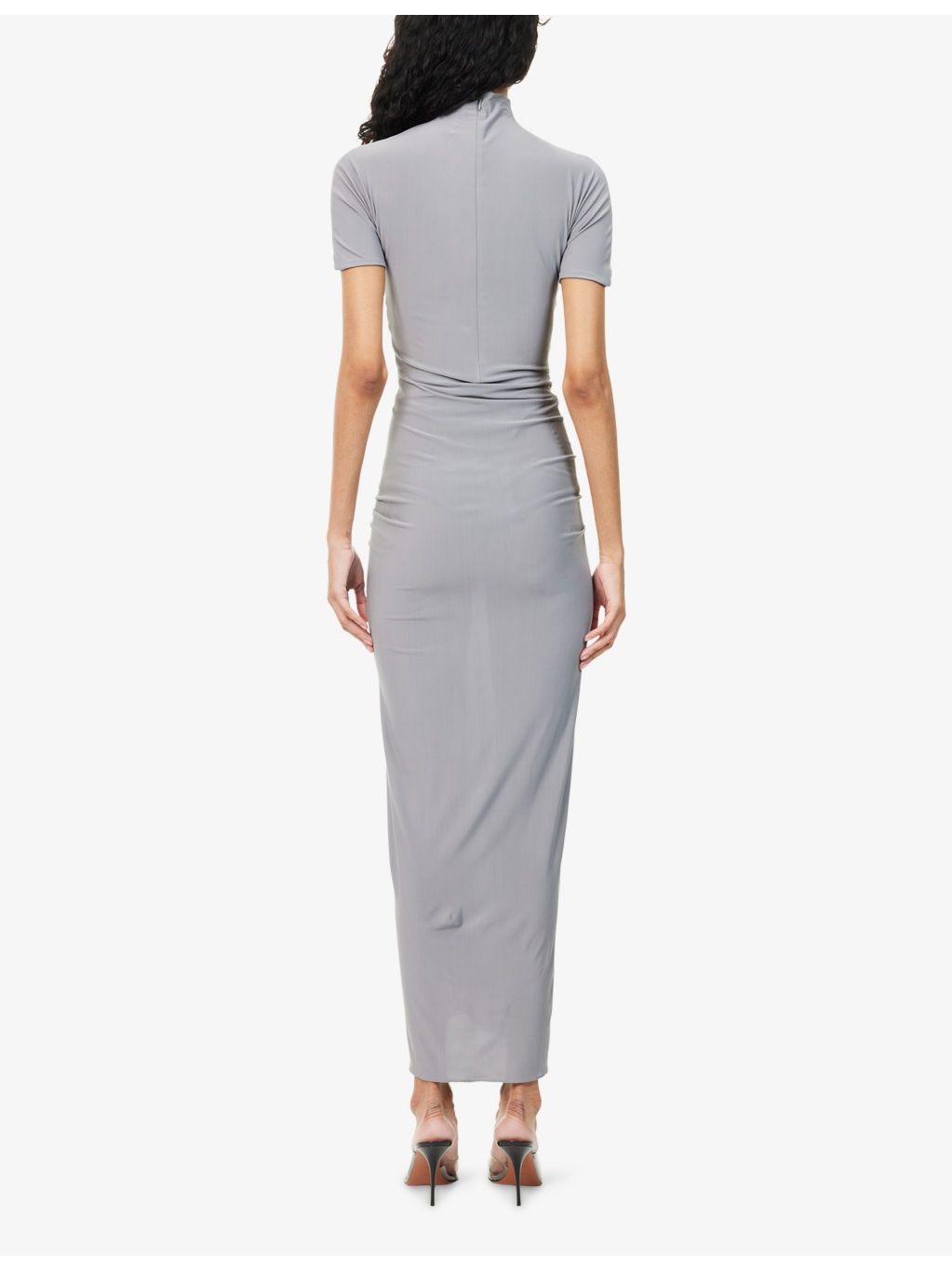 Draped High-Neck Stretch-Woven Maxi Dress - 4
