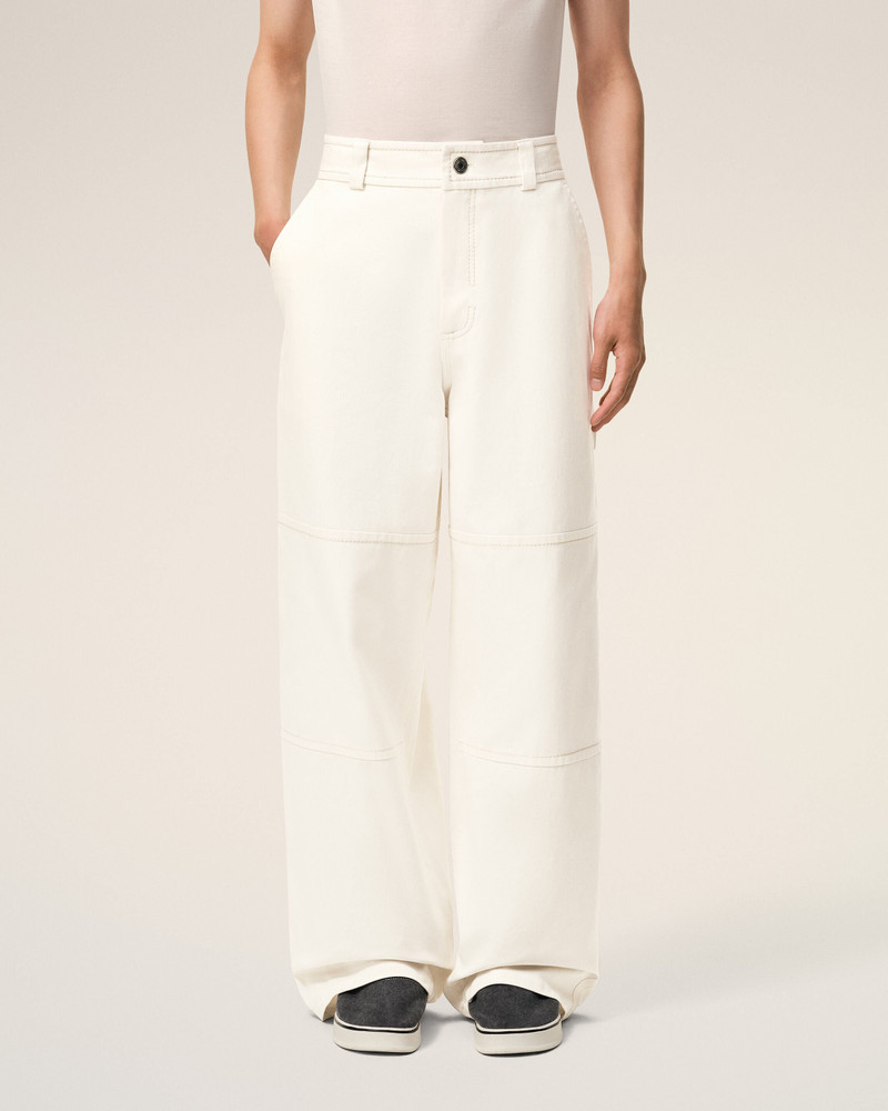 WHITE COTTON WORKER TROUSERS 3