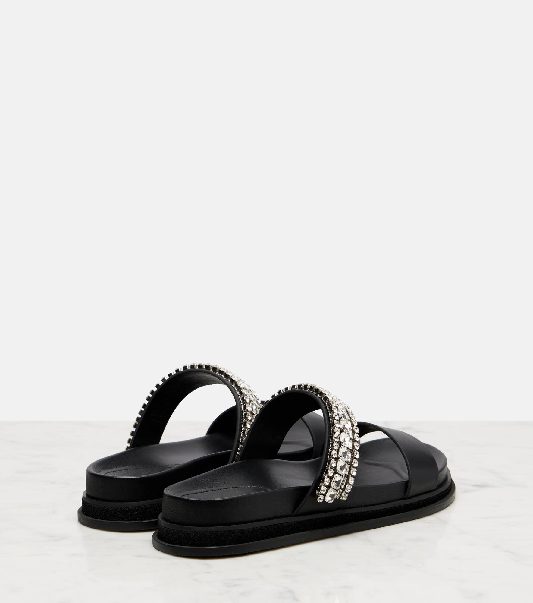 Jadi crystal-embellished leather slides - 2